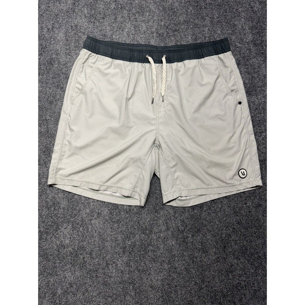 Vuori Mens Gray Micro Stripe Trunks Board Shorts Drawstring Lined